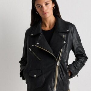 Quince 100% Leather Oversized Biker Jacket - XS